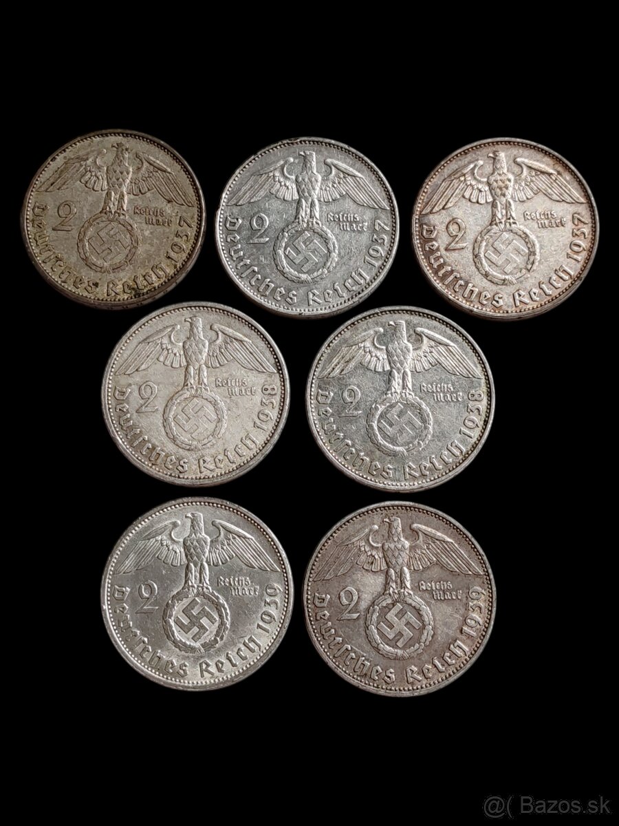 2 Marky 1937, 1938, 1939 rôzne mincovne