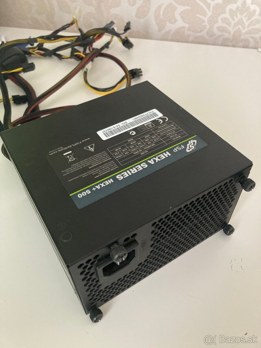 PC zdroj FSP HEXA+ 500W – 80 Plus, ATX, tichý, plne funkčný