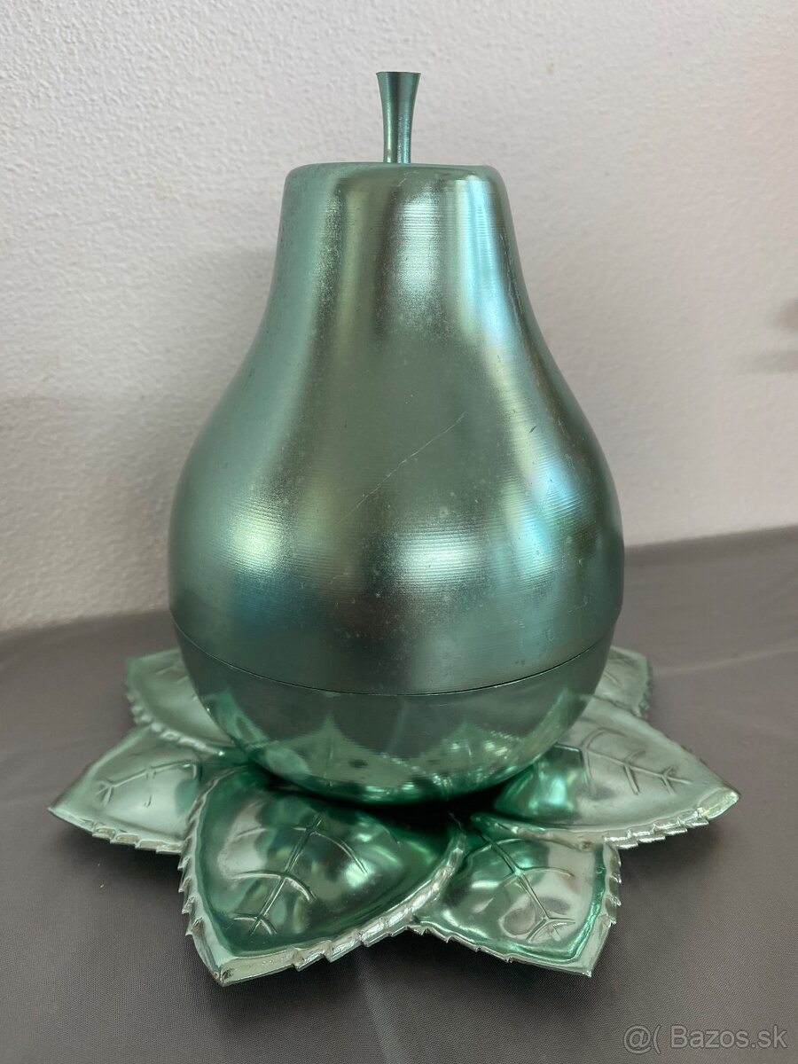Retro plechová hruška - zelená