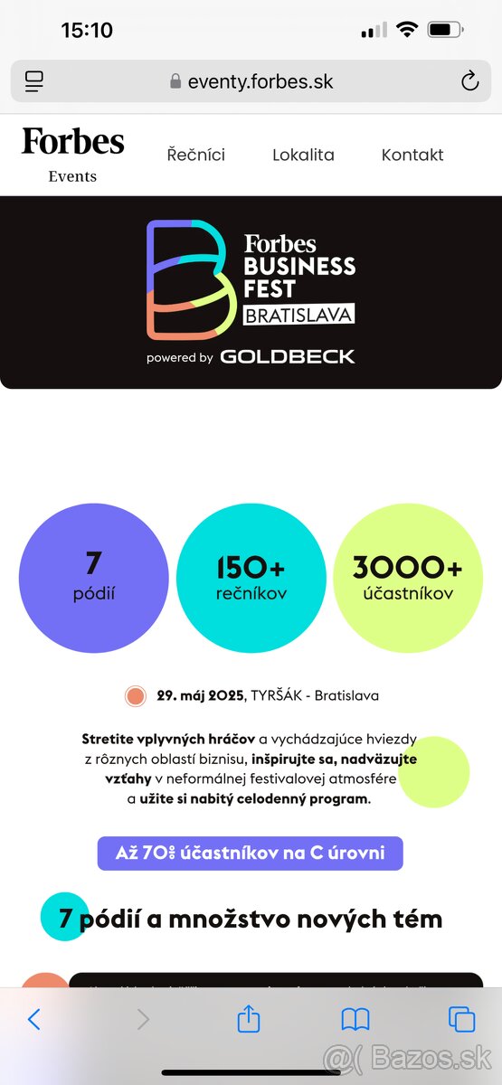 Predám lístok na Forbes Business Fest 2025