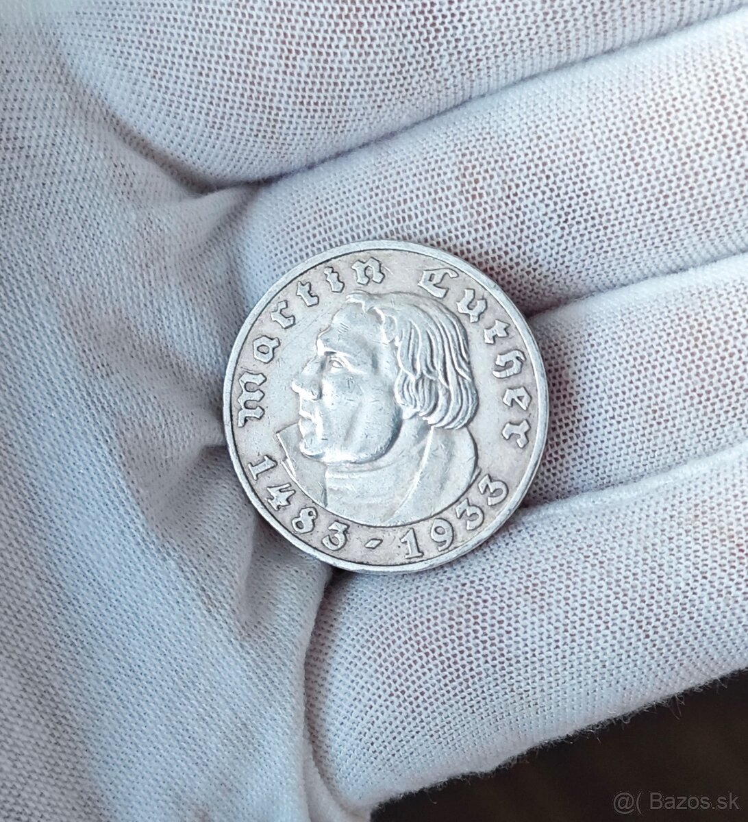 5 Mark 1933 A, Martin Luther krásna