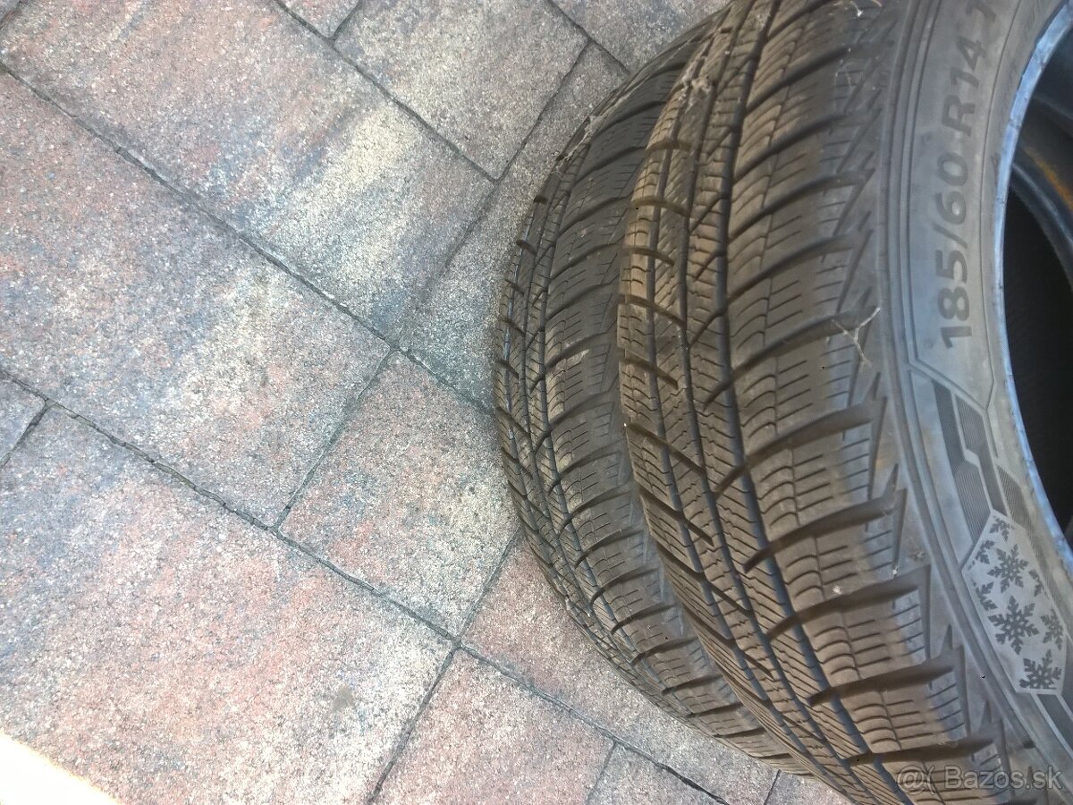 2 ks ZIMNÉ 185/60 R14 82T BARUM cca 8 mm - LEN 25,- €/kus