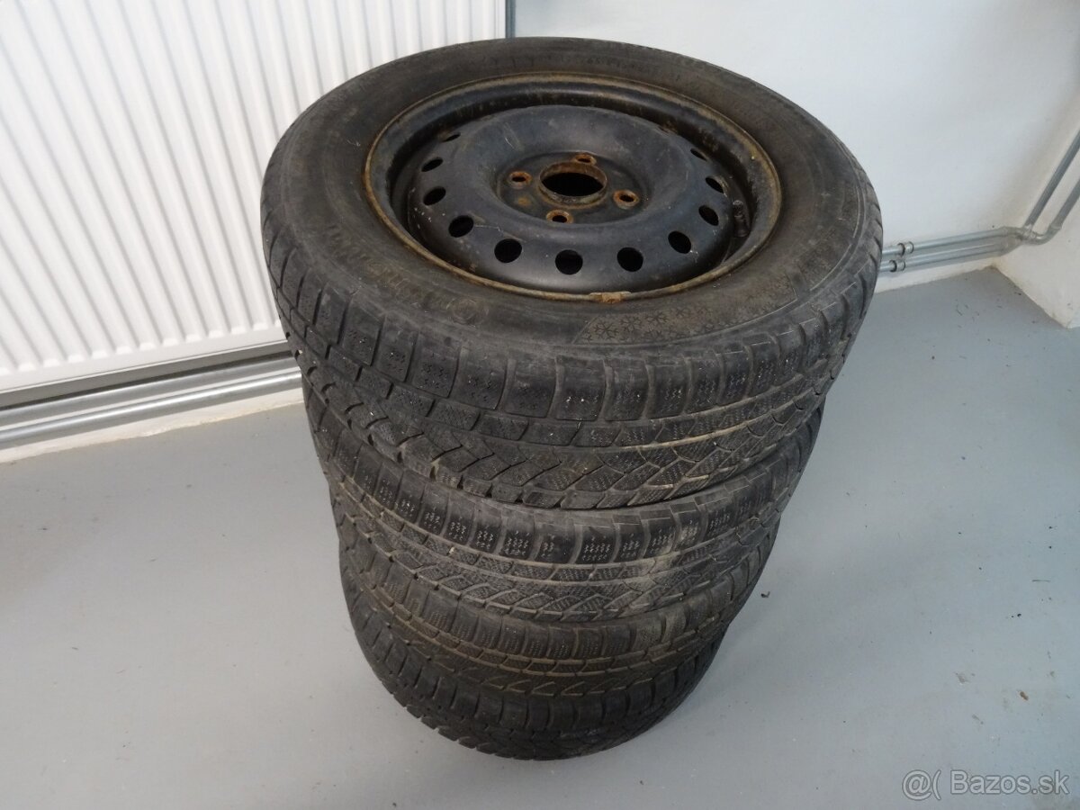 Plechové disky R15 - 4x114,3 + zimné pneumatiky 195/65 R15