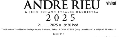 Predám lístky ANDRÉ RIEU