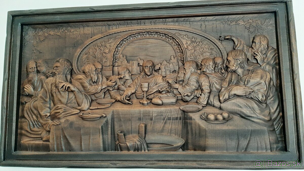 Drevený obraz Posledná večera 88×50cm hr.4 cm