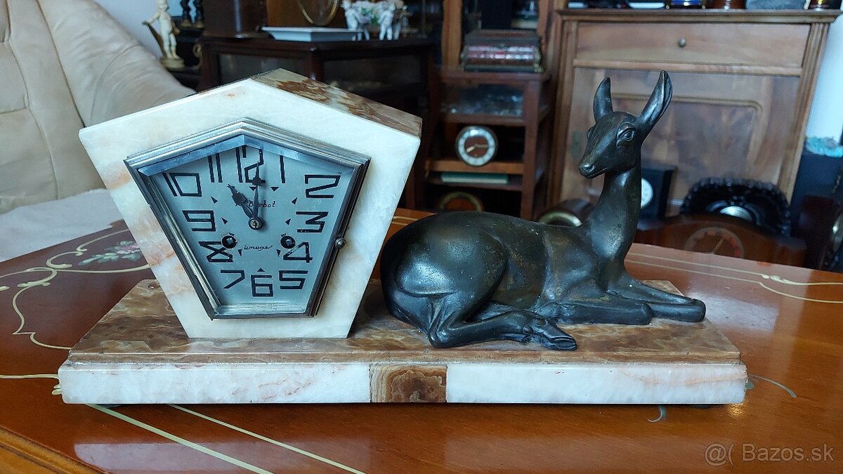 Predám funkčné starožitné krbové hodiny R. Barbot Limoges AR