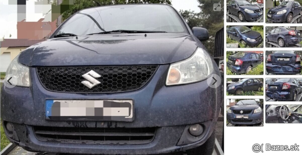 SUZUKI SX4 1.6 2008 predám NÁRAZNÍK, MOTOR M16A, DVERE sedan