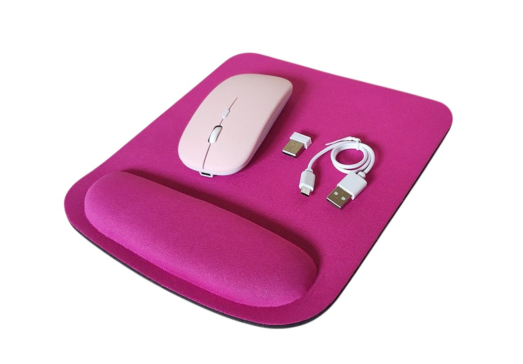 Bezdrôtová myš s podložkou - ružová