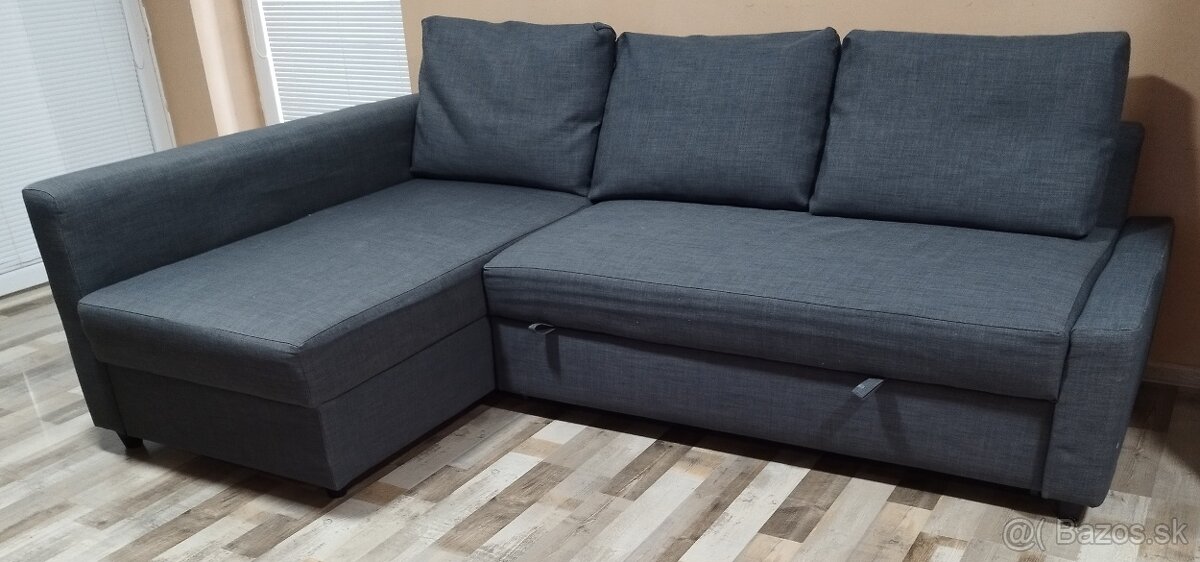 rohova rozkladacia sedacka Ikea Friheten, siva, 228x155 cm