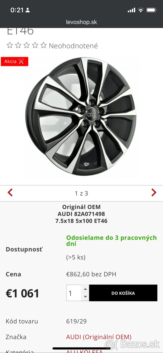 AUDI A1 18″ alu disky NOVÉ 5x100