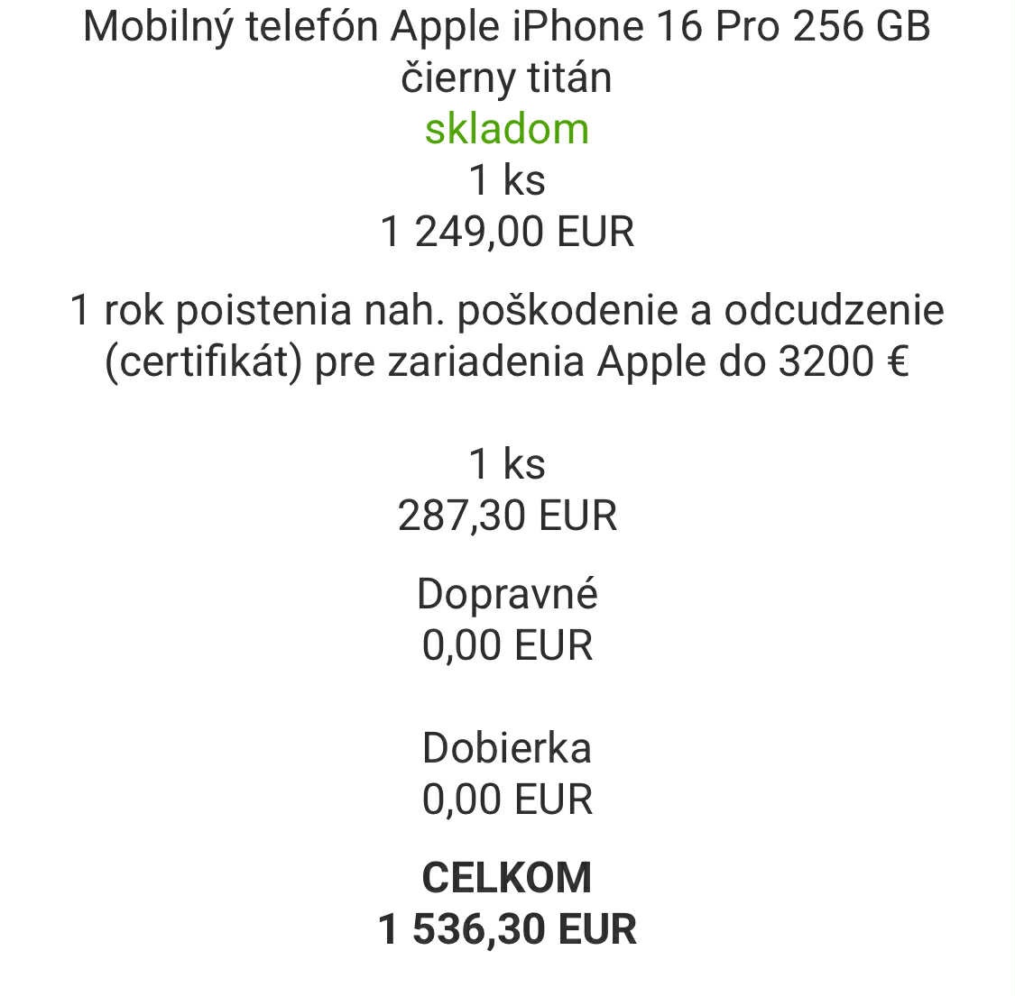 Apple iPhone 16 Pro 256GB Black Titanium
