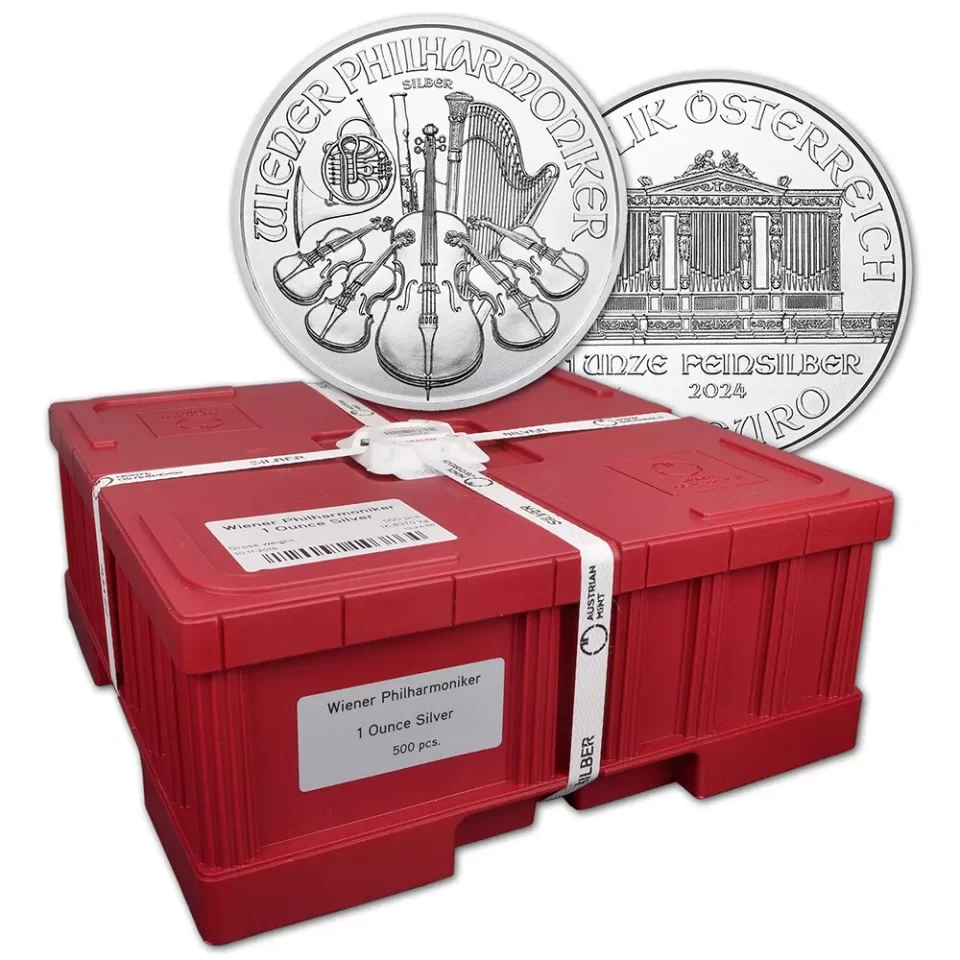 Investičné striebro Wiener Philharmoniker BOX 500 kusov