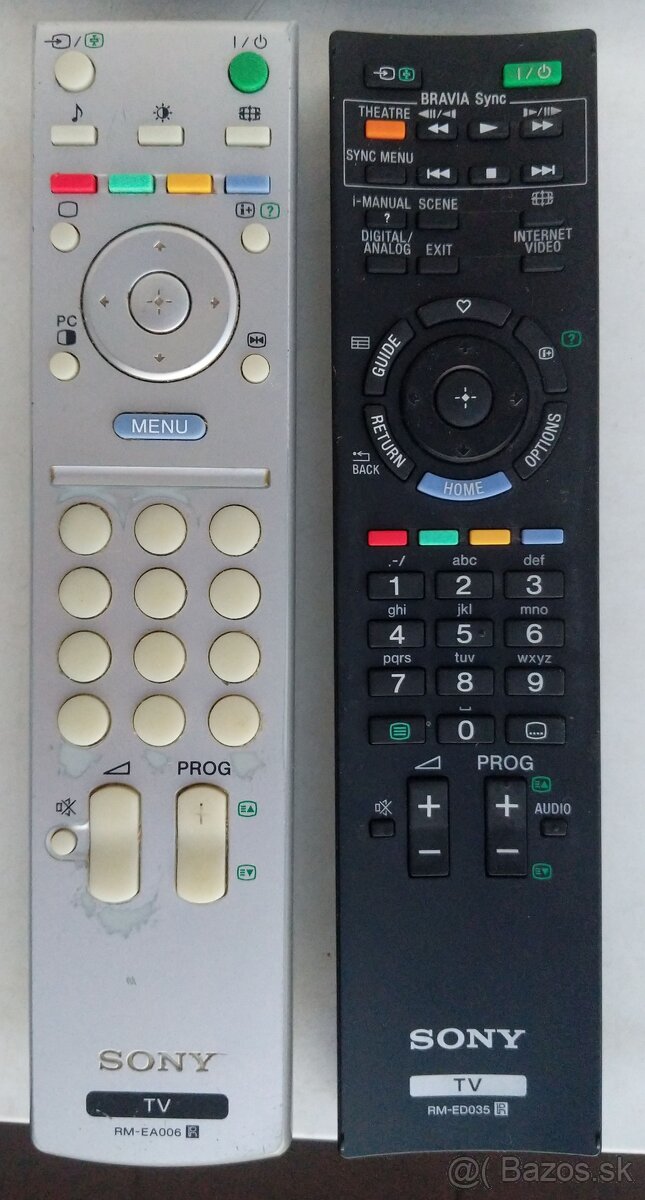 Predám diaľkové ovládače k TV Sony RM-EA006 a RM-ED035