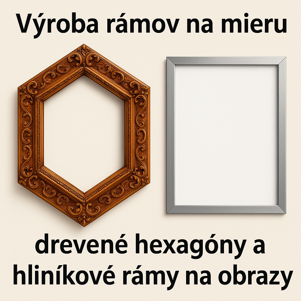 🖼️ Rámy na mieru – drevené hexagóny, klasické drevené a hli