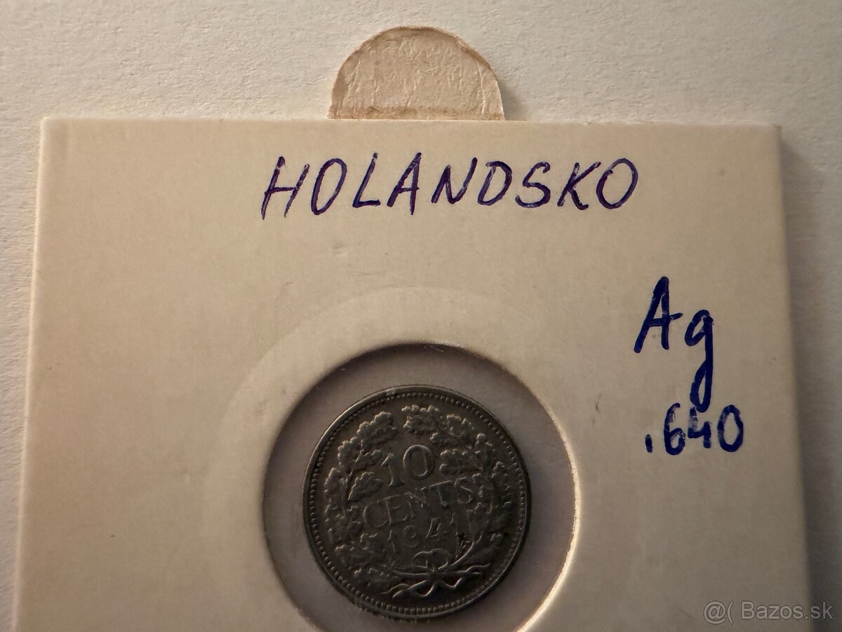 Strieborná minca 1941 Holandsko 10 cents (0.640 Ag)