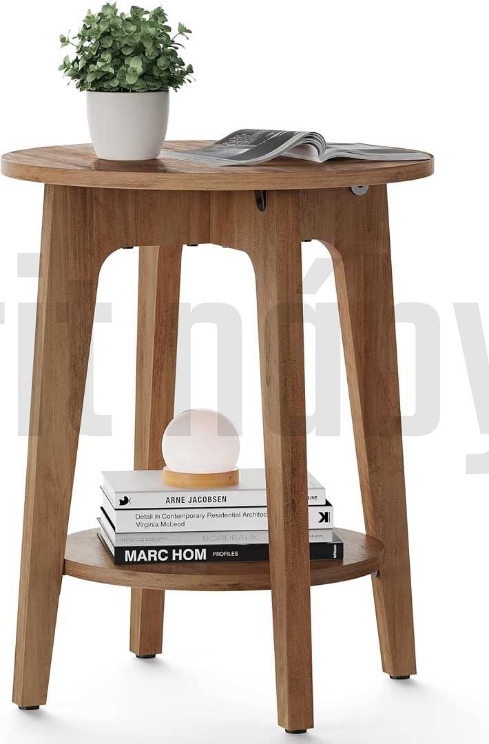 VASAGLE príručný stolík – drevo/čierny kov, nový