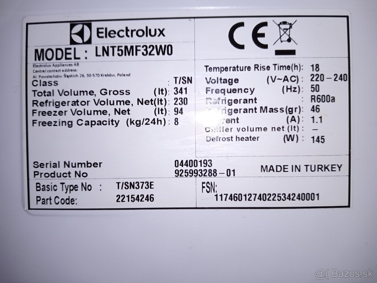 Náhradné diely na Electrolux LNT5MF32WO