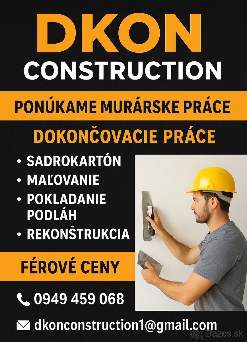 Ponúkame murárske a dokončovacie práce