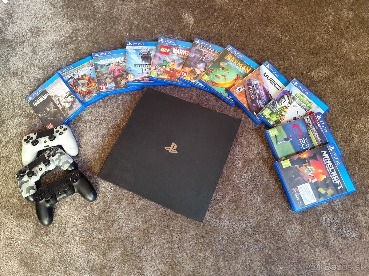PS4 pro s Hrami a ovládačmi