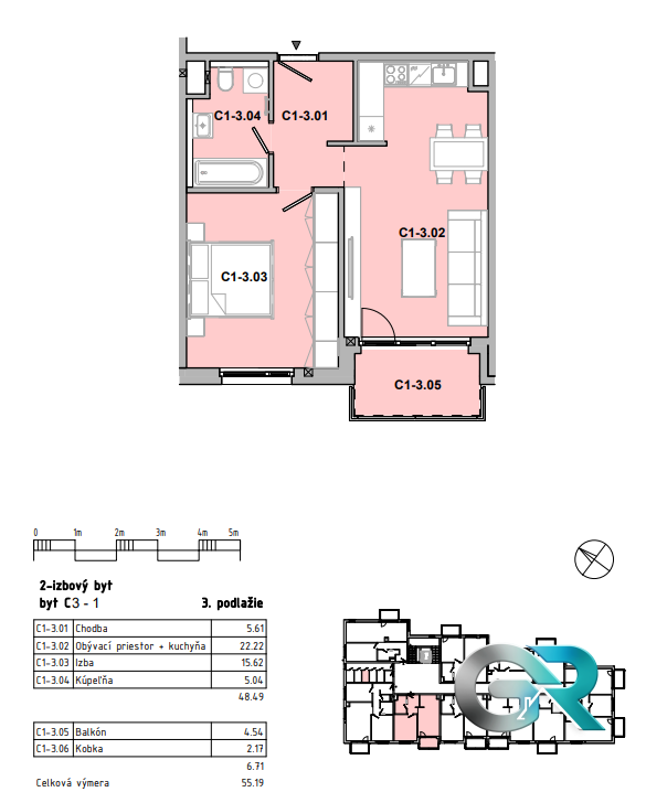 Novostavba 2 izbový byt Bolešov na predaj, 55m2.