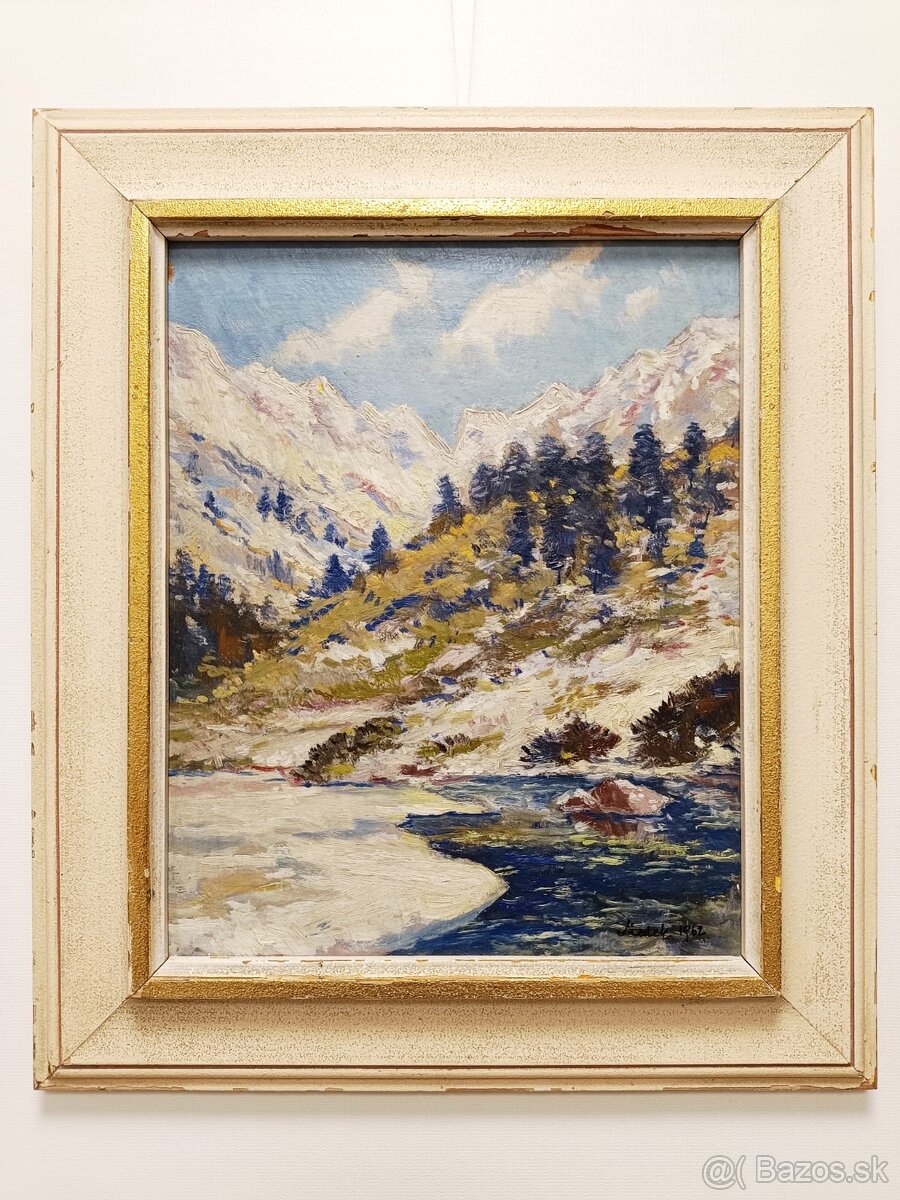Obraz Jan Medek, Vysoké Tatry Velický potok 1962,olej 43x37