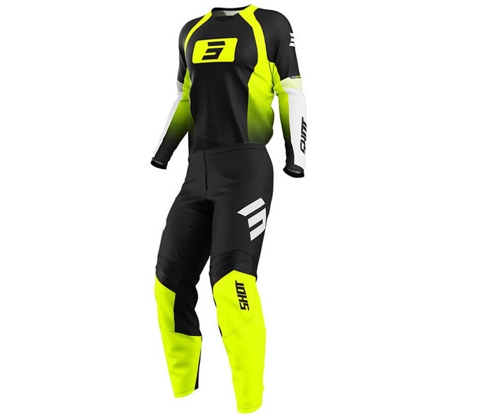 SHOT set dres nohavice žltý neon pre motocross
