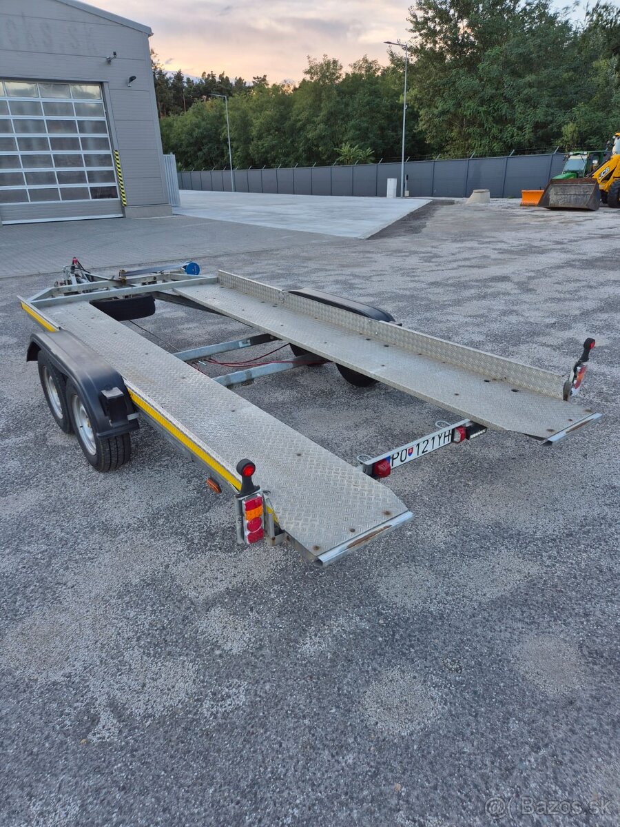AKB prívesný vozík, preprava AUT, podvalník 2x ossý