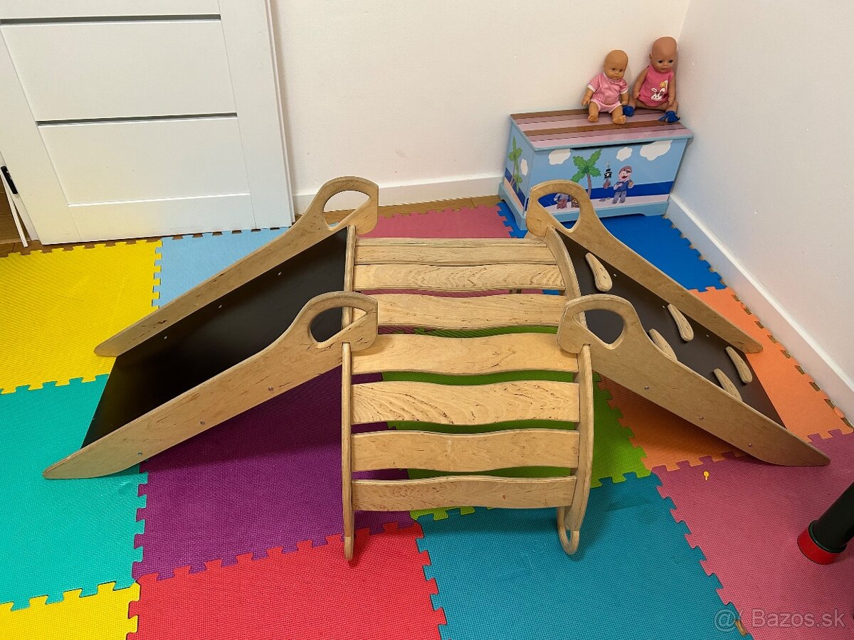 Predám a DOVEZIEM Montessori Drevená preliezka, šmýkačka..