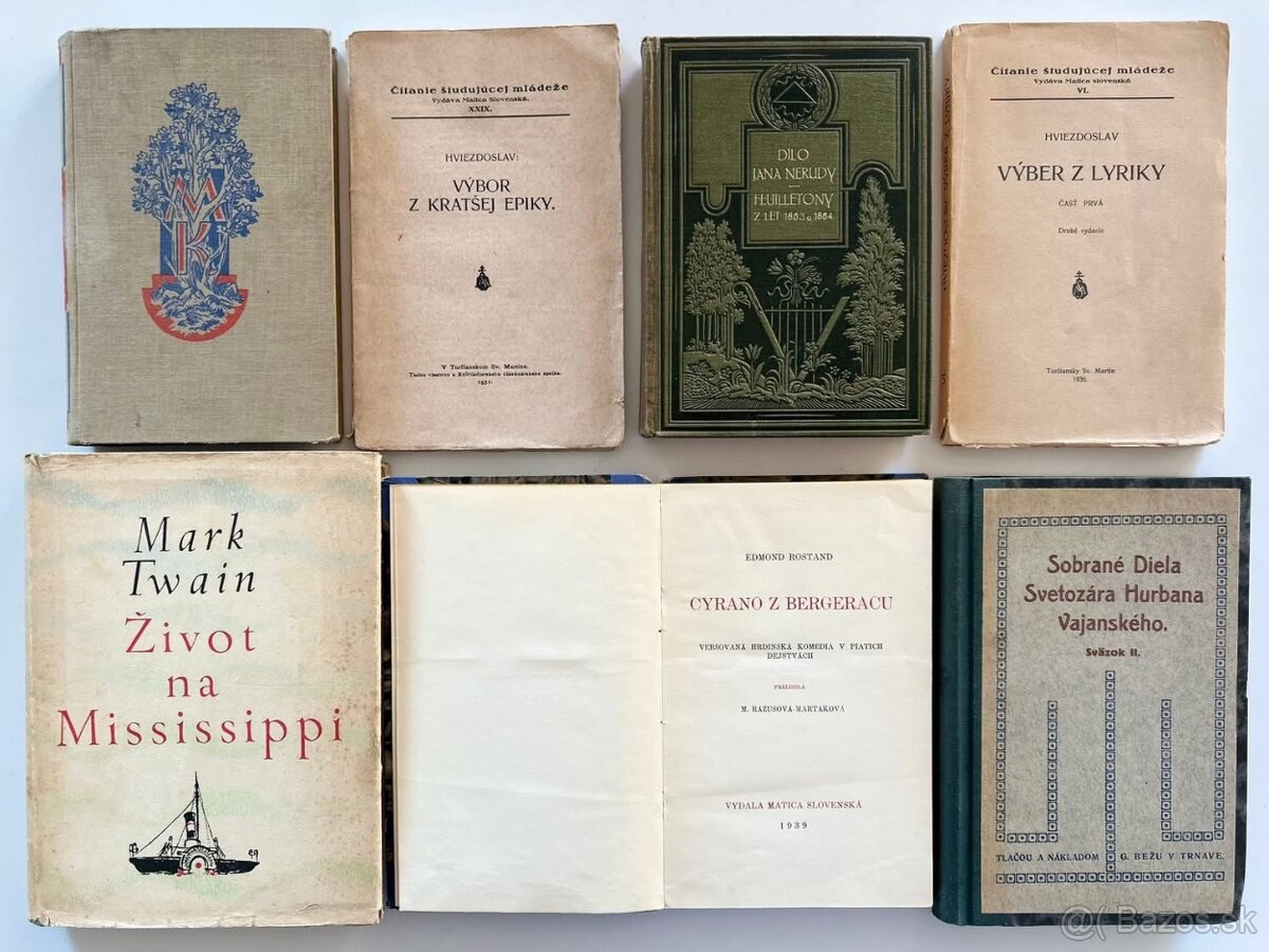 Starožitné vydania - Hviezdoslav, Kukučín, Mark Twain …