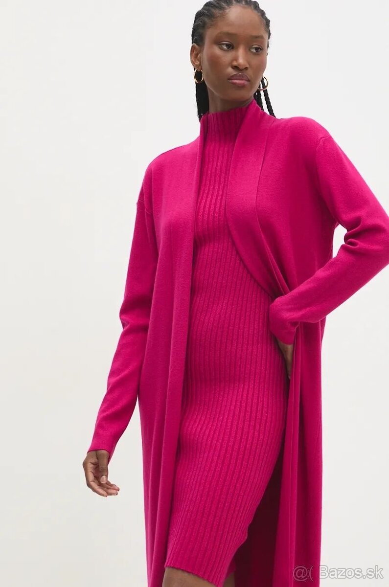 Úpletové šaty a kardigán FUKSIA