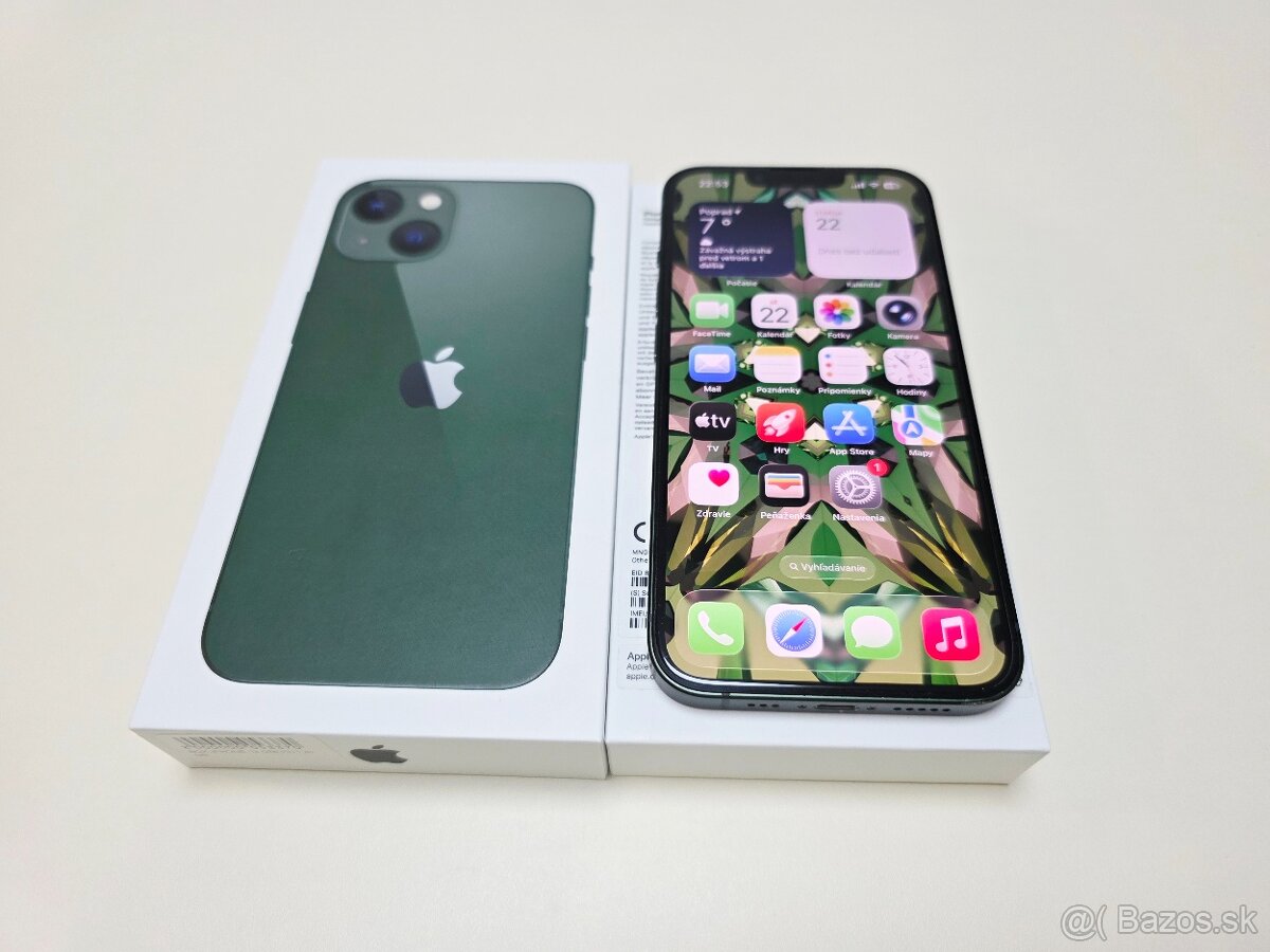 APPLE IPHONE 13 128GB ZELENÝ ,ZDRAVIE BATERKY 100%