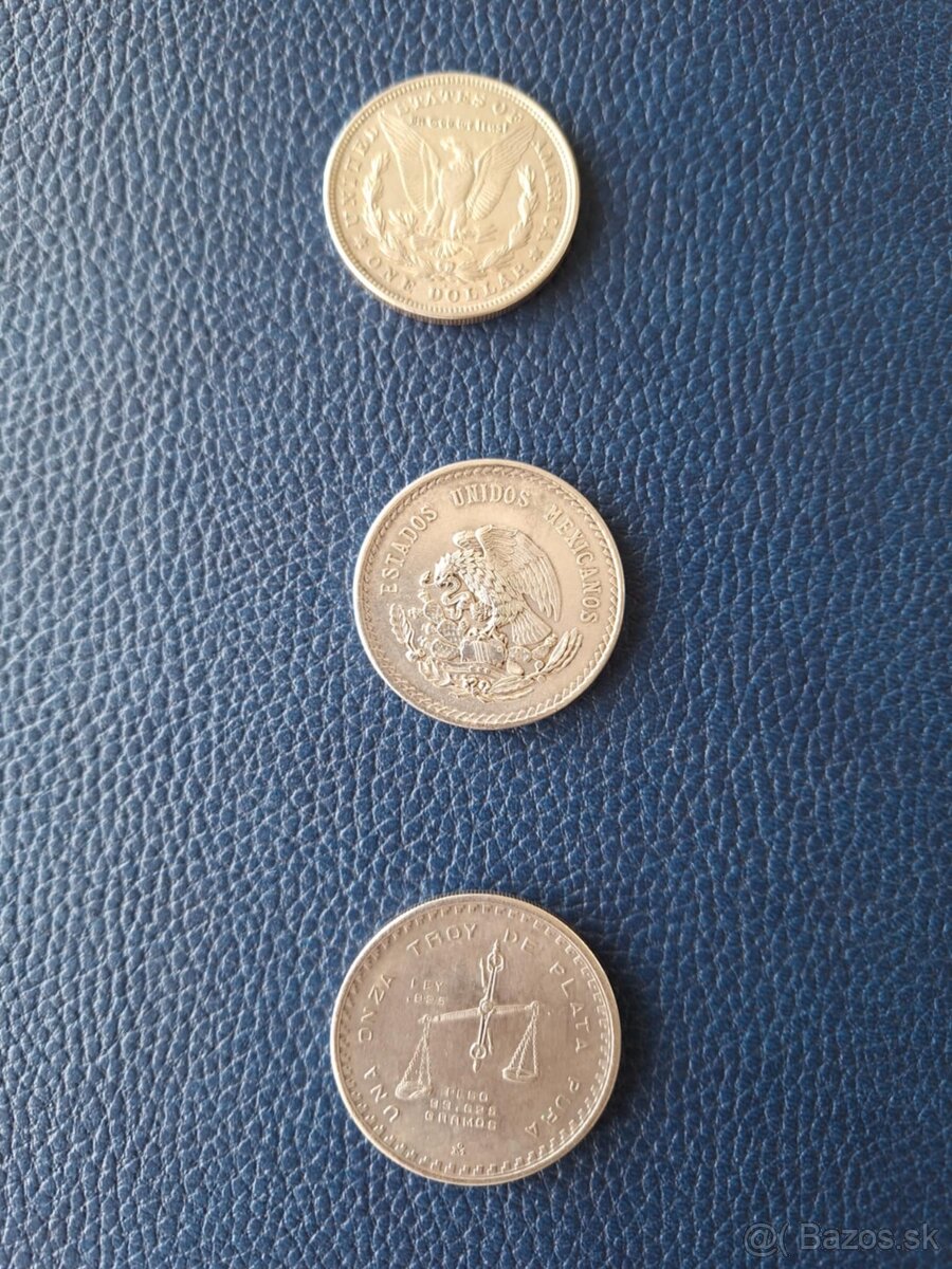 Strieborné mince Morgan dollar a Mexiko