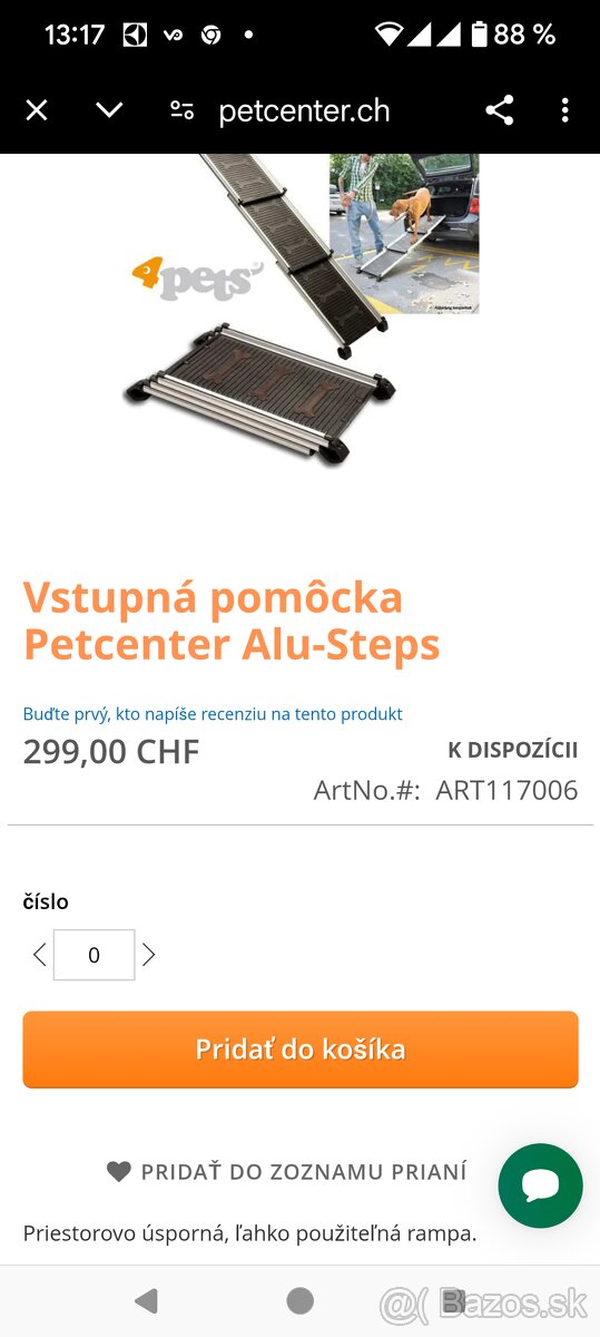 Predám rampu pre psa