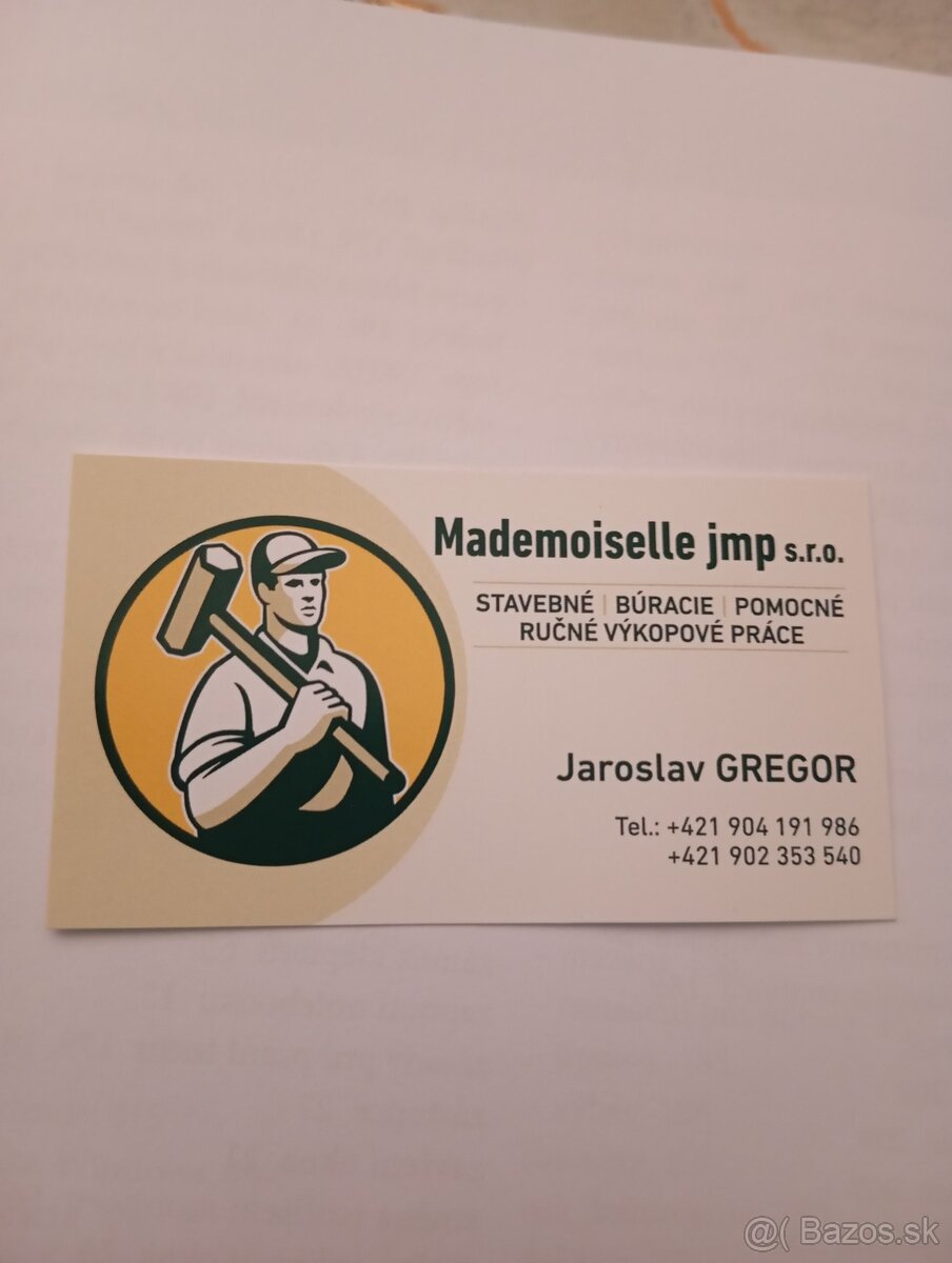 Stavebné práce, pomocné práce, búracie práce, výkopové ručne