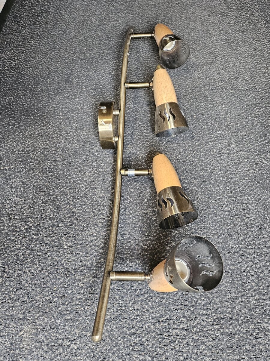 Elegantné stropné svietidlo zlato/drevo so 4 objímkami E24