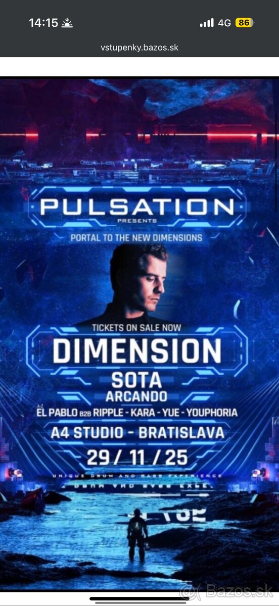 Dimension a4 29. 11 Bratislava lístok vstupenka
