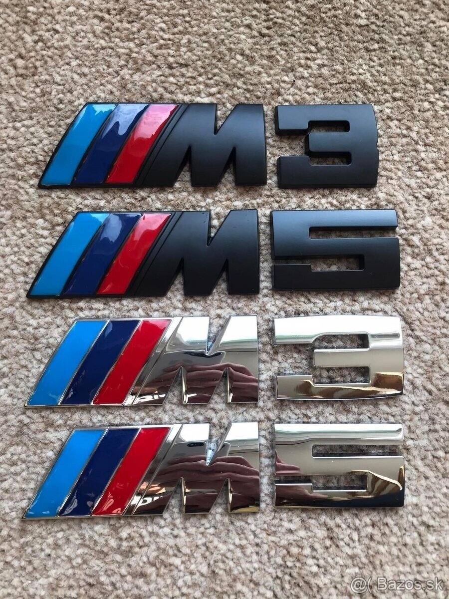 BMW nápisy ///M3, ///M5 - strieborné / matné čierne