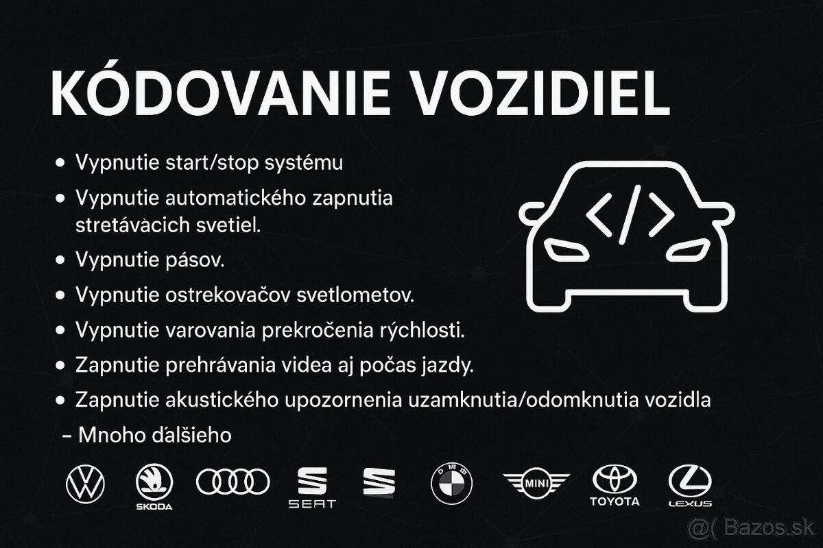 Kódovanie vozidiel VW, BMW, Toyota