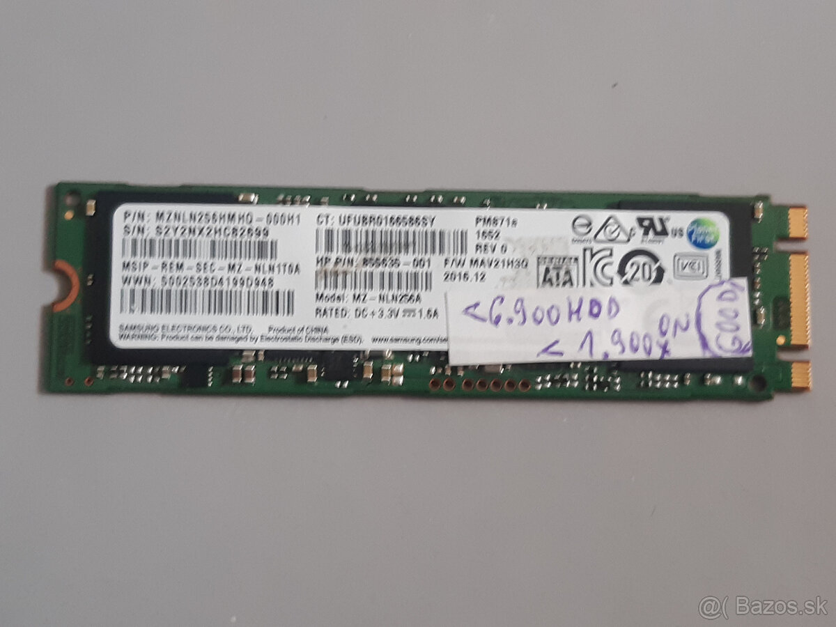 SSD 256GB M.2 SATA SAMSUNG PM871a 80mm