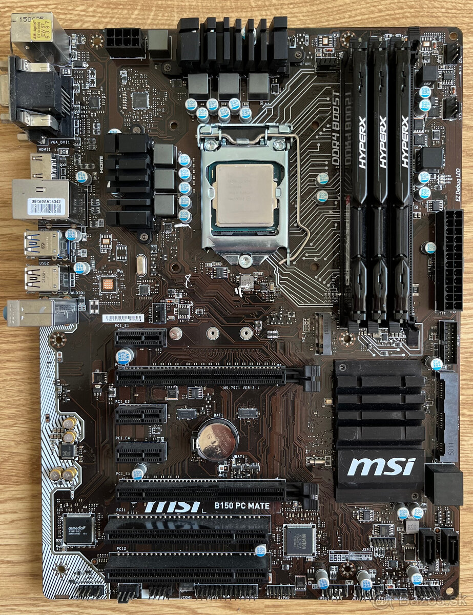 Predam zakladnu dosku MSI B150 s CPU, RAM a chladicom