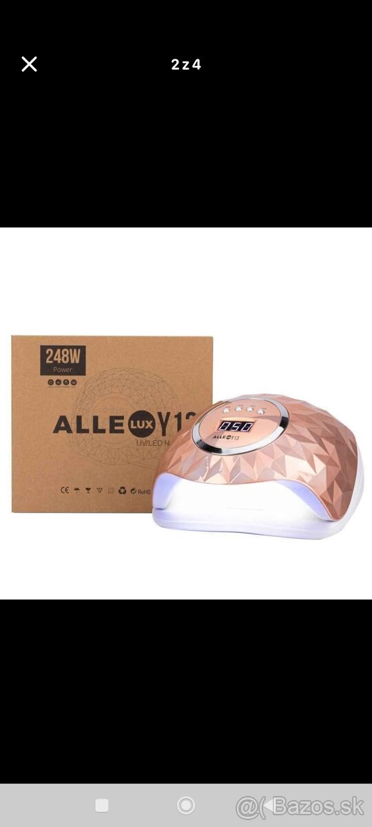 Lampa s výkonom 248W a 60 diódami. Vytvrdzuje hybridné laky,