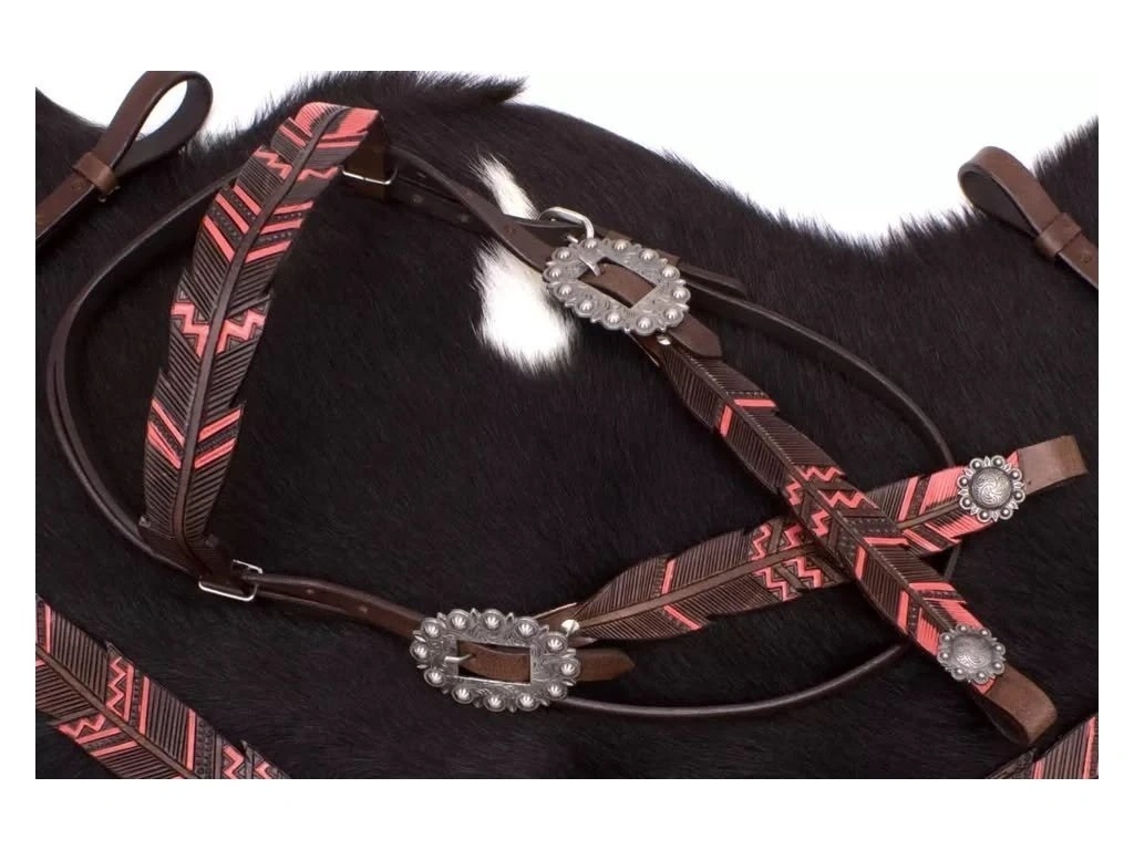 Červeny western set uzda+poprsák