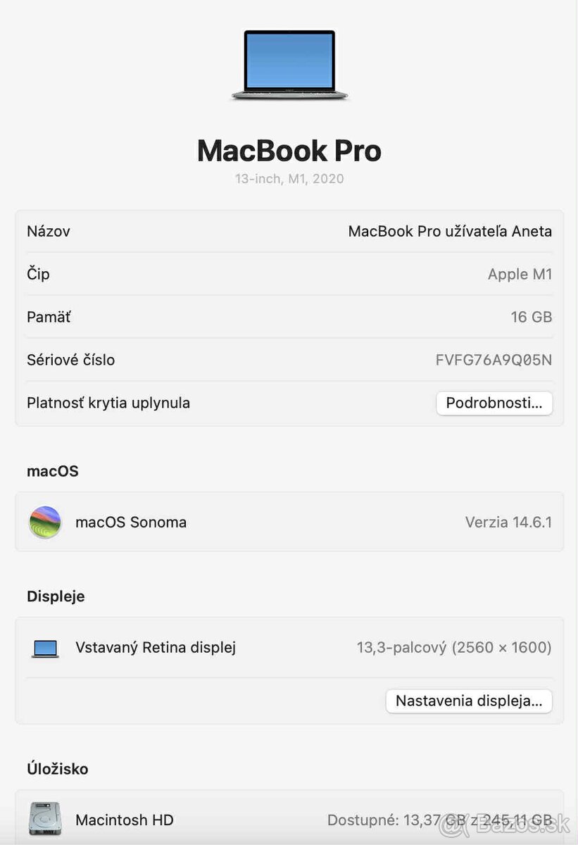 Apple MacBook Pro 13,3” M1 (2020)