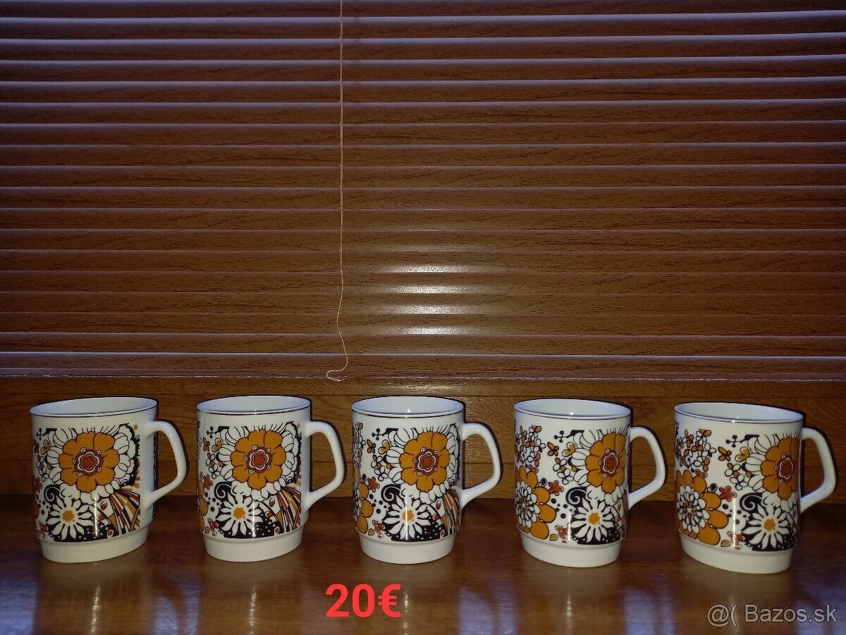 Retro šálky, poháre, hrnčeky, hrnce, taniere ...
