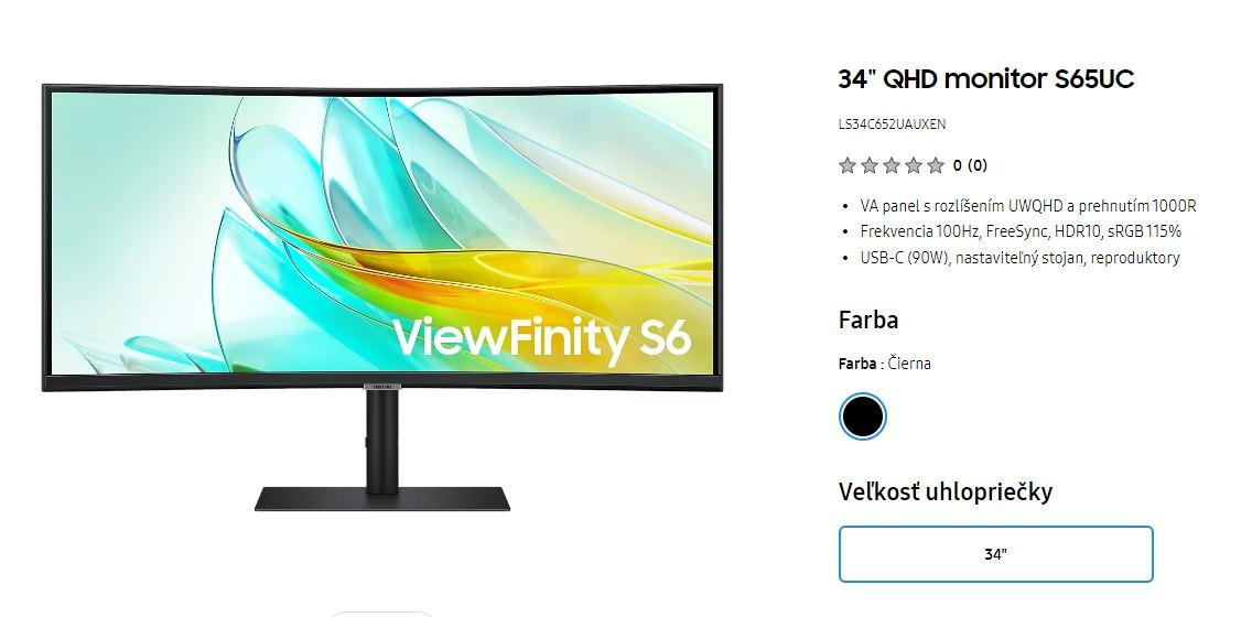 34" monitor Samsung ViewFinity S65UC ultrawide