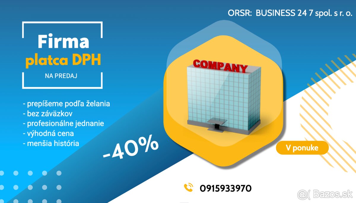 Predám čistú ready-made s.r.o. - platca DPH