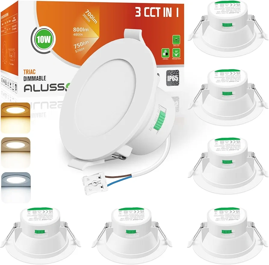 ALUSSO LED IP65 stropné svietidlá – 6 ks, stmievateľné