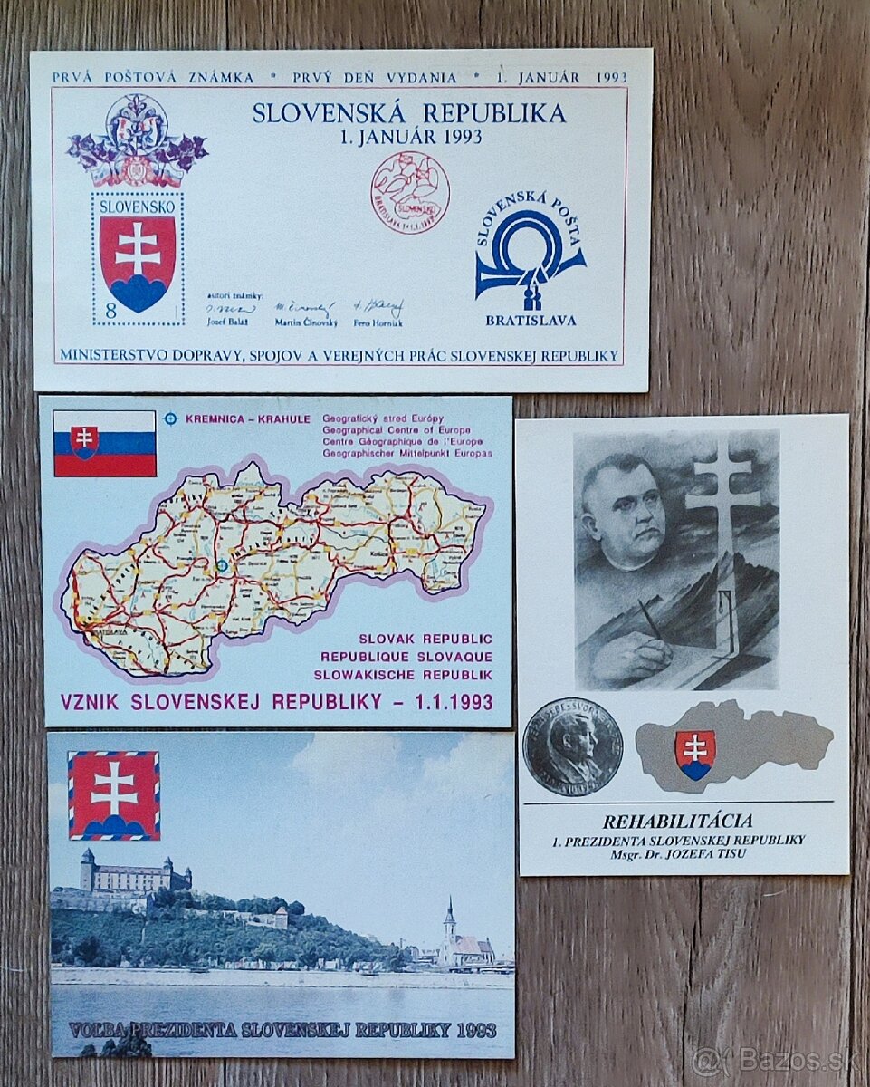 čisté pohľadnice vydane k vzniku SR.