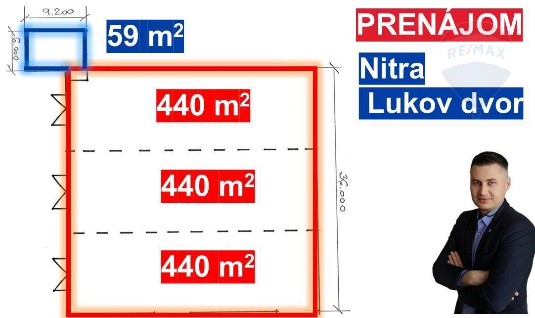 Prenájom haly 1320 m², Lukov dvor – Nitra.
