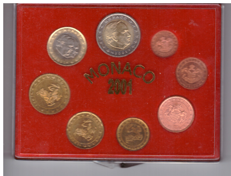 Sada euromincí Monako 2001 UNC